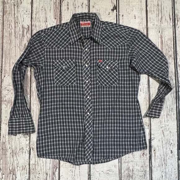 Vintage Ely Plains Rancher Rockabilly Western Pearl Snap Plaid Button Down Shirt - Picture 1 of 6